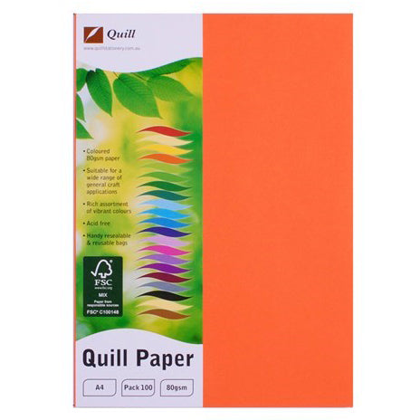 Quill Copy Paper A4 80GSM Orange PK100 (Each)