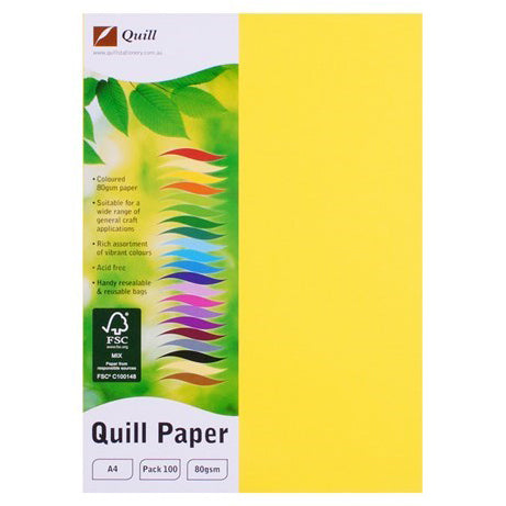 Quill Copy Paper A4 80GSM Lemon PK100 (Each)
