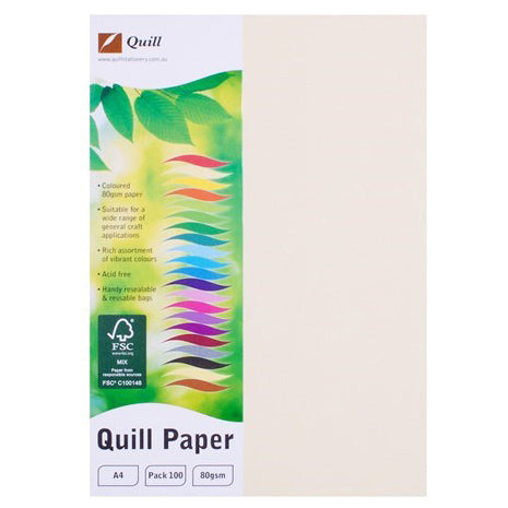 Quill Copy Paper A4 80GSM Cream PK100 (Each)