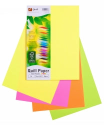 Quill Copy Paper A4 80GSM Fluoro Colours Assorted PK100 (Each)