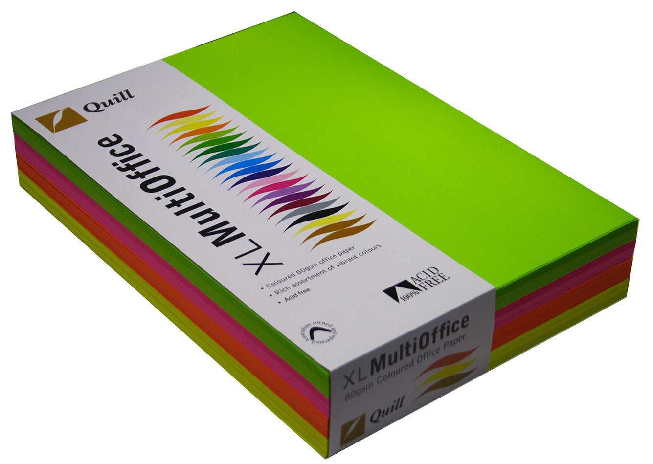 Quill Copy Paper A4 80GSM Fluoro Assorted PK500 (Each)