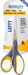 Scissors Westcott 203mm Lefty Titanium Straight Grey/Yellow (Each)