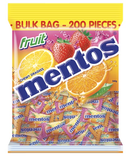 Conf Mentos 540gm Pillowpack Fruit 200PCE (Each)