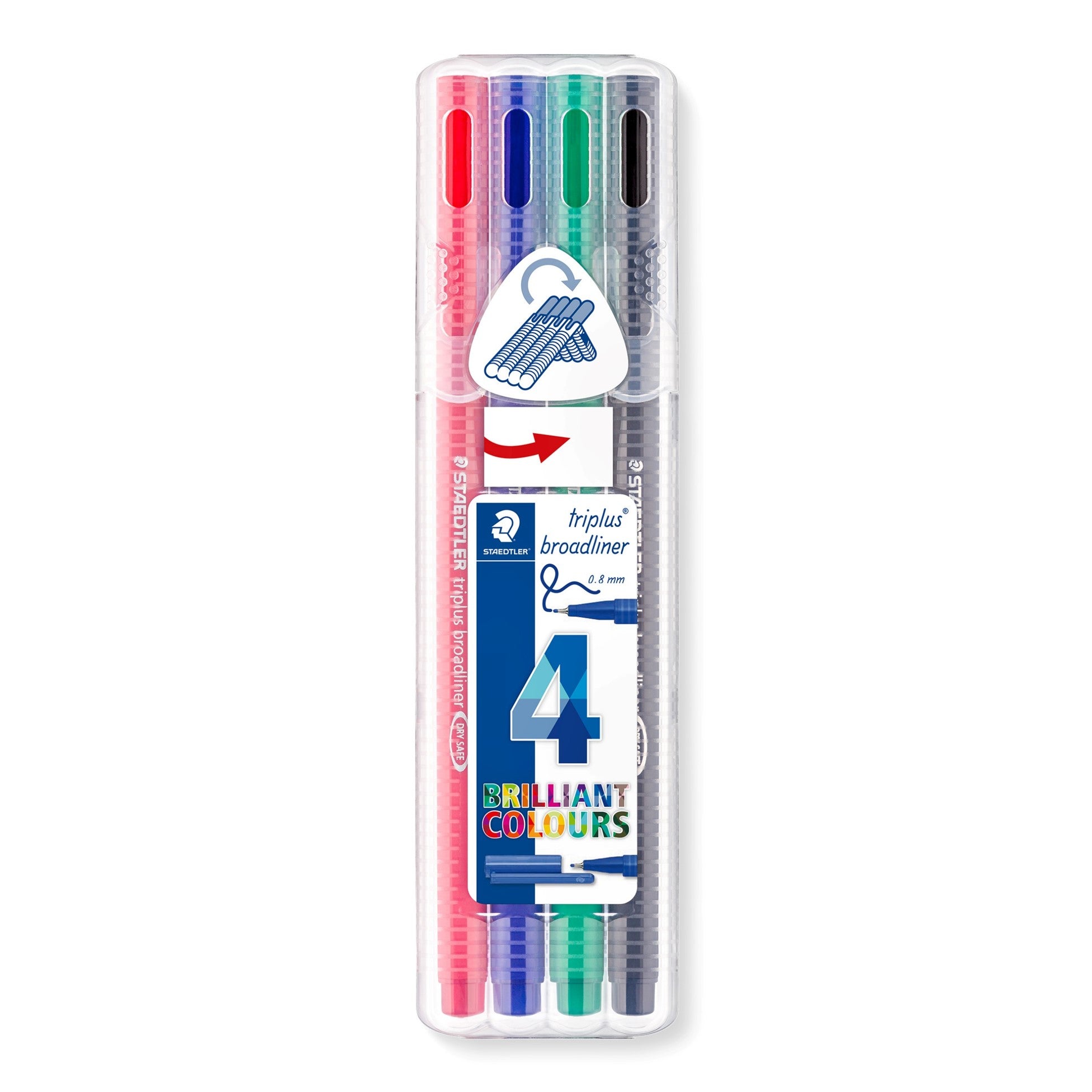 Staedtler Pen 0.8mm Triplus Broadliner Brilliant Colours PK4 (Each)