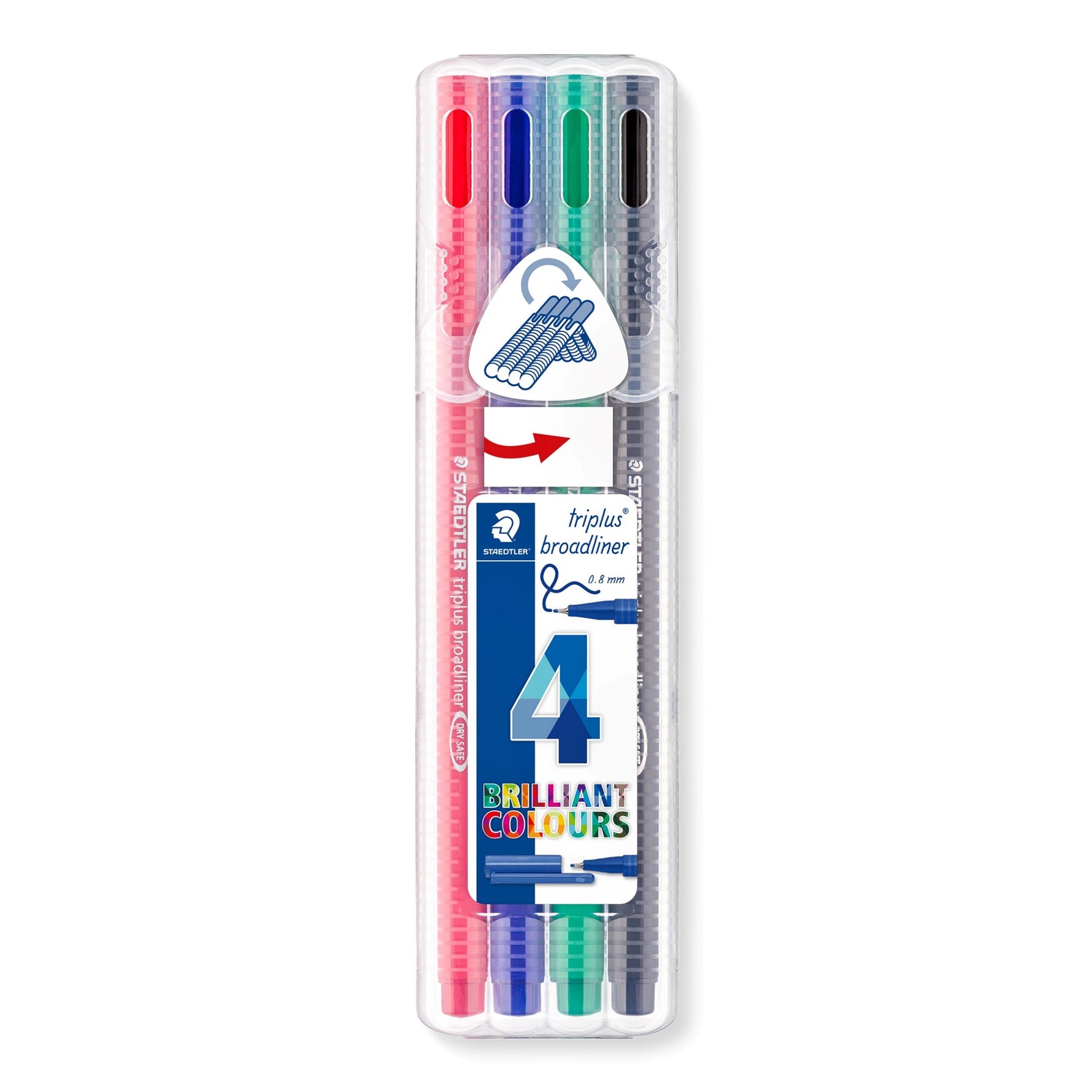 Staedtler Pen 0.8mm Triplus Broadliner Brilliant Colours PK4 (Each)