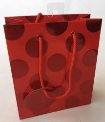 Ozcorp Gift Bag Small Foil Dot Red (Each)