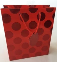 Ozcorp Gift Bag Med Foil Dot Red (Each)