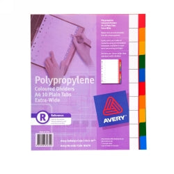 Avery Dividers PP A4 10 Tab Colour Extra Wide 85670 (Each)