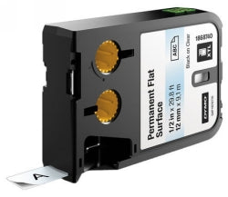 Dymo Label Tape 12mm Xtl Permanent Flat Surface Black On Clear (Each)
