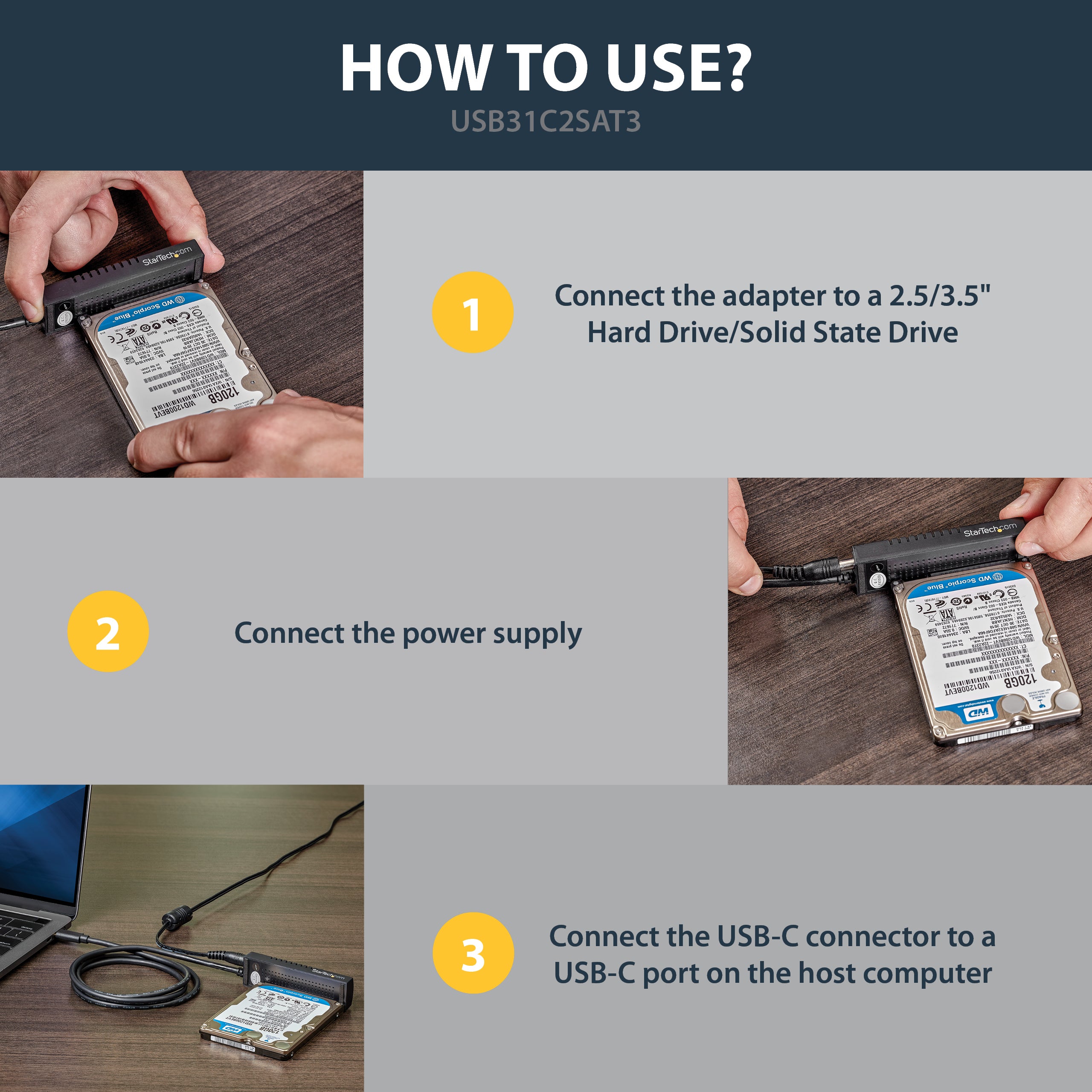 StarTech.com USB 3.1 (10Gbps) Adapter Cable for 2.5Ã¢â‚¬Â/3.5Ã¢â‚¬Â SATA Drives - USB-C