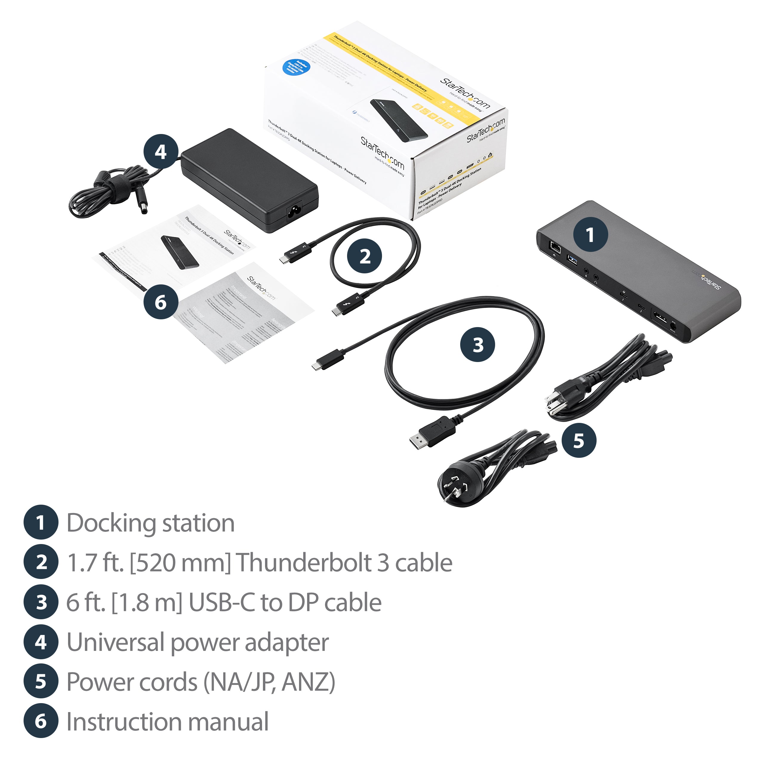 StarTech.com Thunderbolt 3 Dock, Dual Monitor 4K 60Hz TB3 Laptop Docking Station, DisplayPort, 85W PD, 3x USB, GbE - REPLACED BY TB3CDK2DH