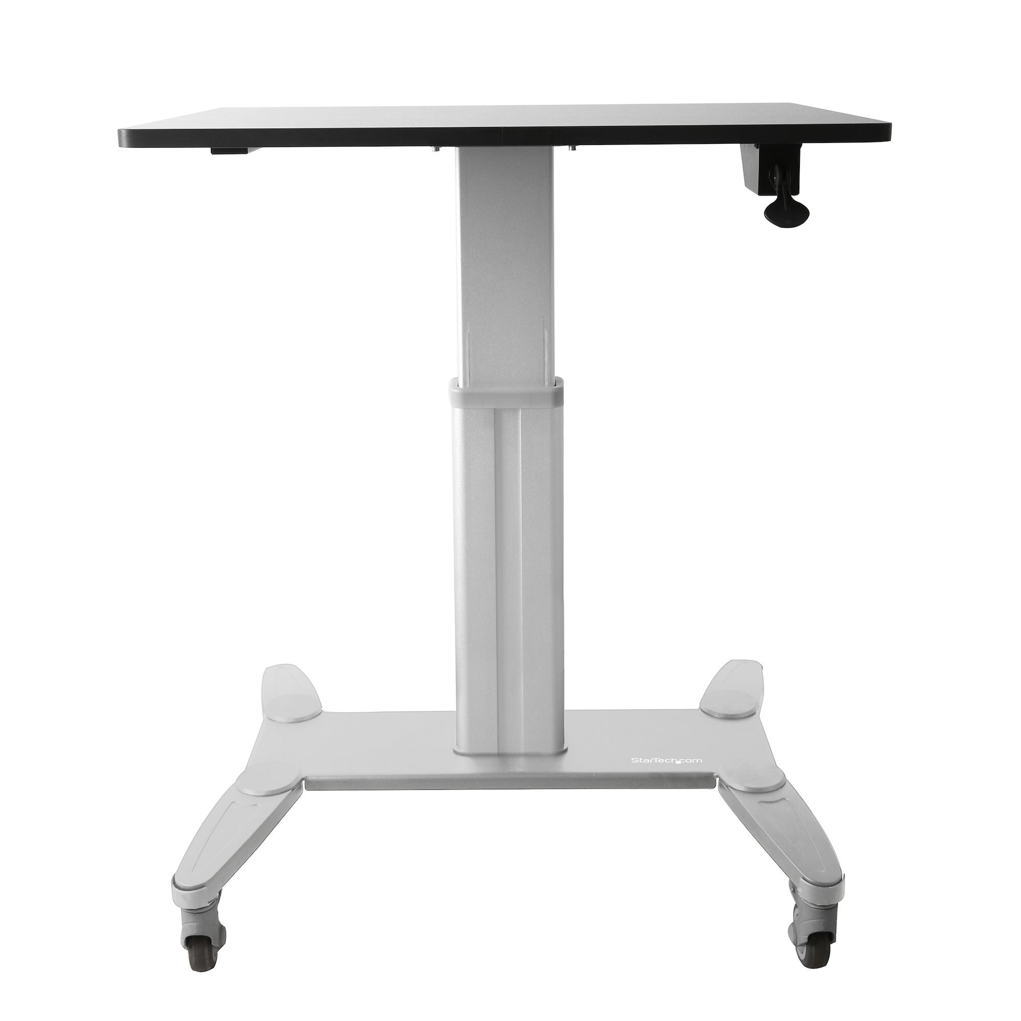 StarTech.com Mobile Standing Desk - Portable Sit Stand Ergonomic Height Adjustable Cart on Wheels - Rolling Computer/Laptop Workstation Table with Locking One-Touch Lift for Teacher/Student