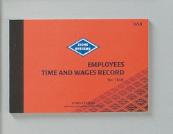 Zions Wage Book Time Employees 76SB9 (Each)