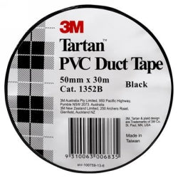 Tape PVC Duct 3M 50mmx30M Black (Each)