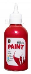 Paint 250ML Metallic Rainbow Junior Acrylic Red (Each)