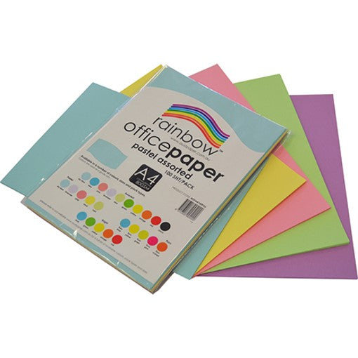 Copy Paper Rainbow A4 80GSM Pastel Assorted Pack 100 (Each)