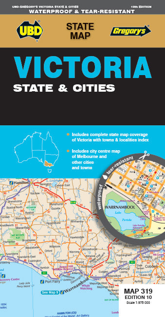 Staedtler Map UBD/GRE 920x690mm Victoria State & Cities 319 10TH Ed Waterproof (Each)