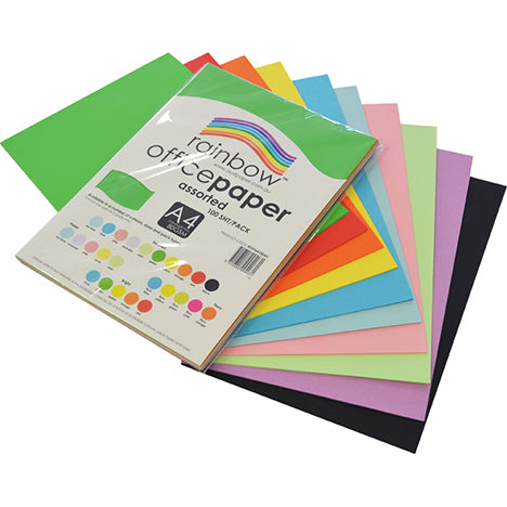 Copy Paper Rainbow A4 80GSM Assorted PK100 (Each)