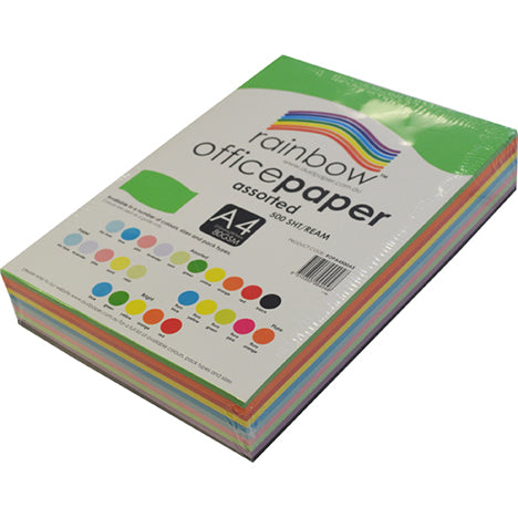 Copy Paper Rainbow A4 80GSM Pastel Assorted PK500 (Each)