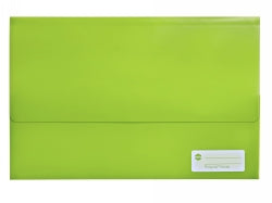 Marbig Document Wallet Foolscap Polypick Translucent Lime (Each)
