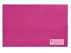 Marbig Document Wallet Foolscap Polypick Translucent Pink (Each)