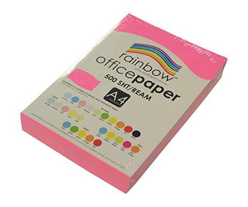 Copy Paper Rainbow A4 75GSM Fluro Pink PK500 (Each)
