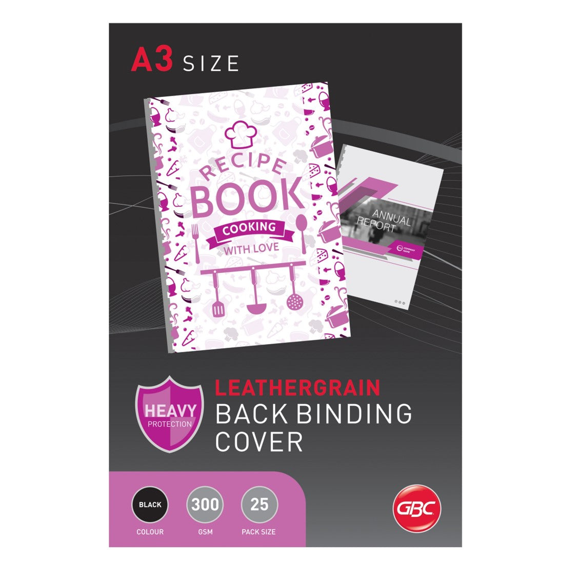 Bic Binding Cover Ibico A3 Leathergrain Black PK25 (Pack )