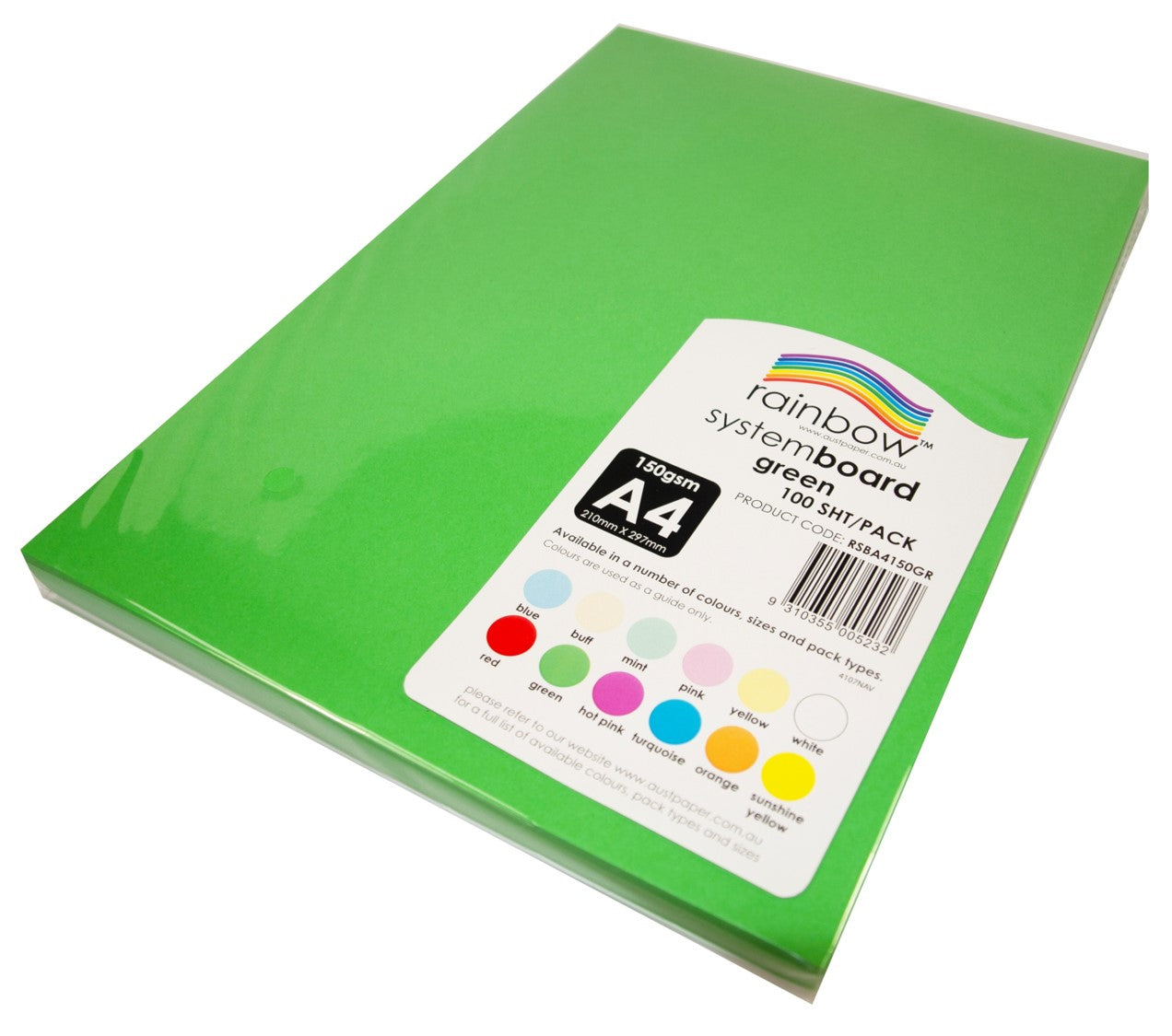 System Board Rainbow A4 150GSM Green PK100 (Each)