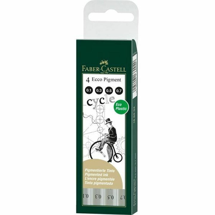 Faber-Castell Marker Fibre Tip Ecco Pigment Set Of 4 Black (Each)