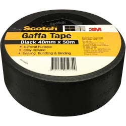 3M Scotch Tape 48mmx50M Utility Gaffa Black (Each)