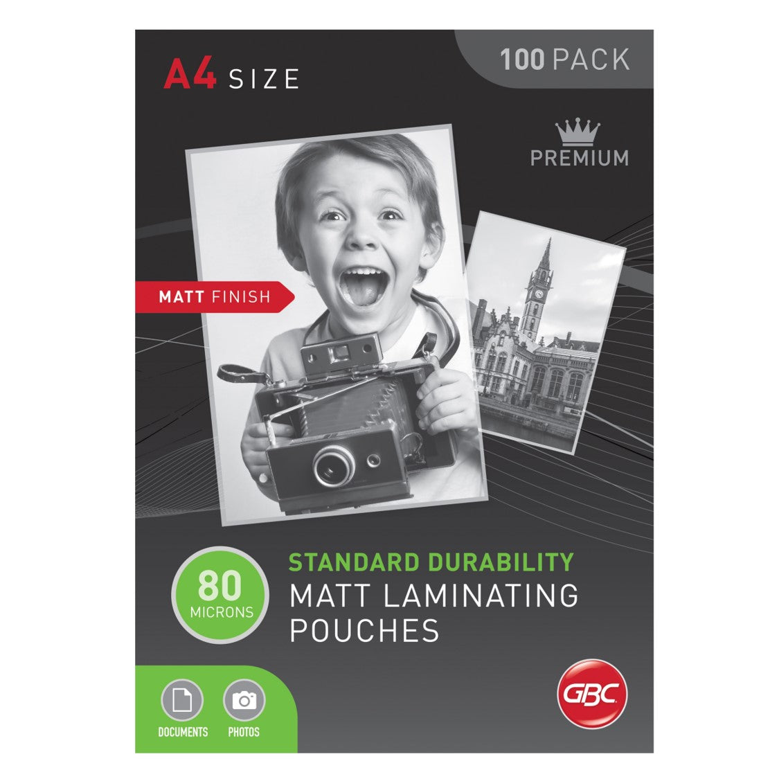 GBC Laminating Pouch A4 80MICRON Matt Clear PK100 (Each)