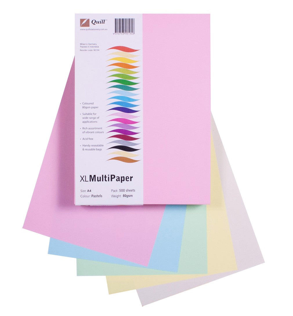 Quill Paper A5 80GSM Pastel Assorted PK250 (Each)