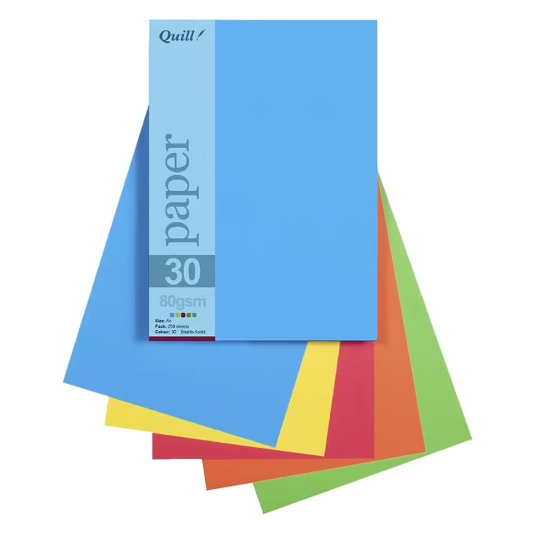 Quill Paper A5 80GSM Bright Assorted PK250 (Each)