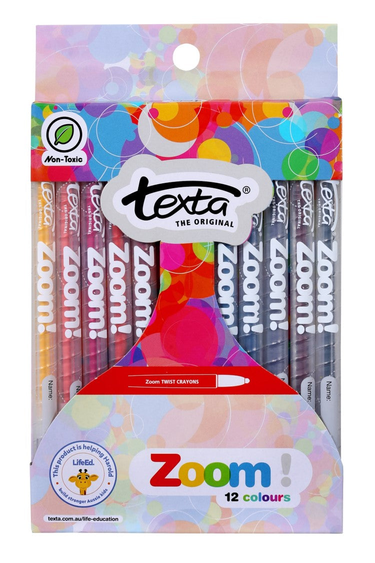 Texta Crayons Zoom Twist Assorted PK12 (Each)
