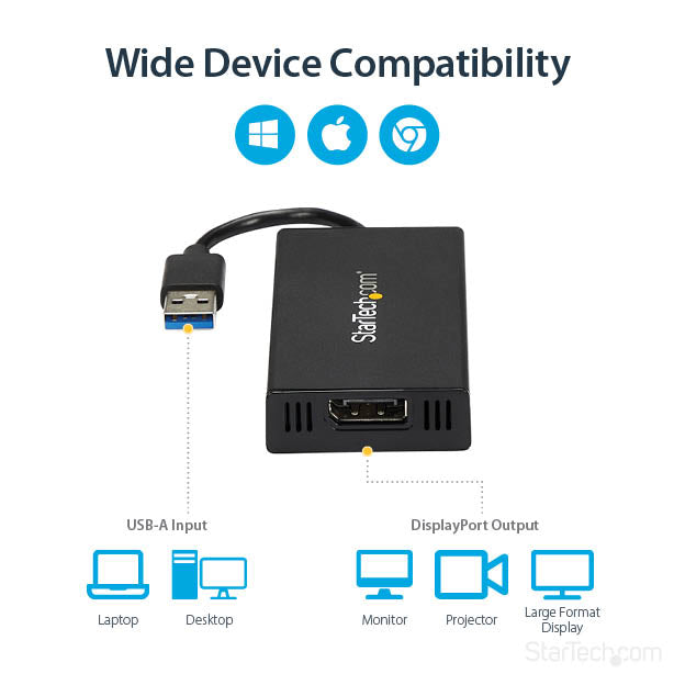 StarTech.com USB 3.0 to DisplayPort Adapter - DisplayLink Certified - 4K 30Hz
