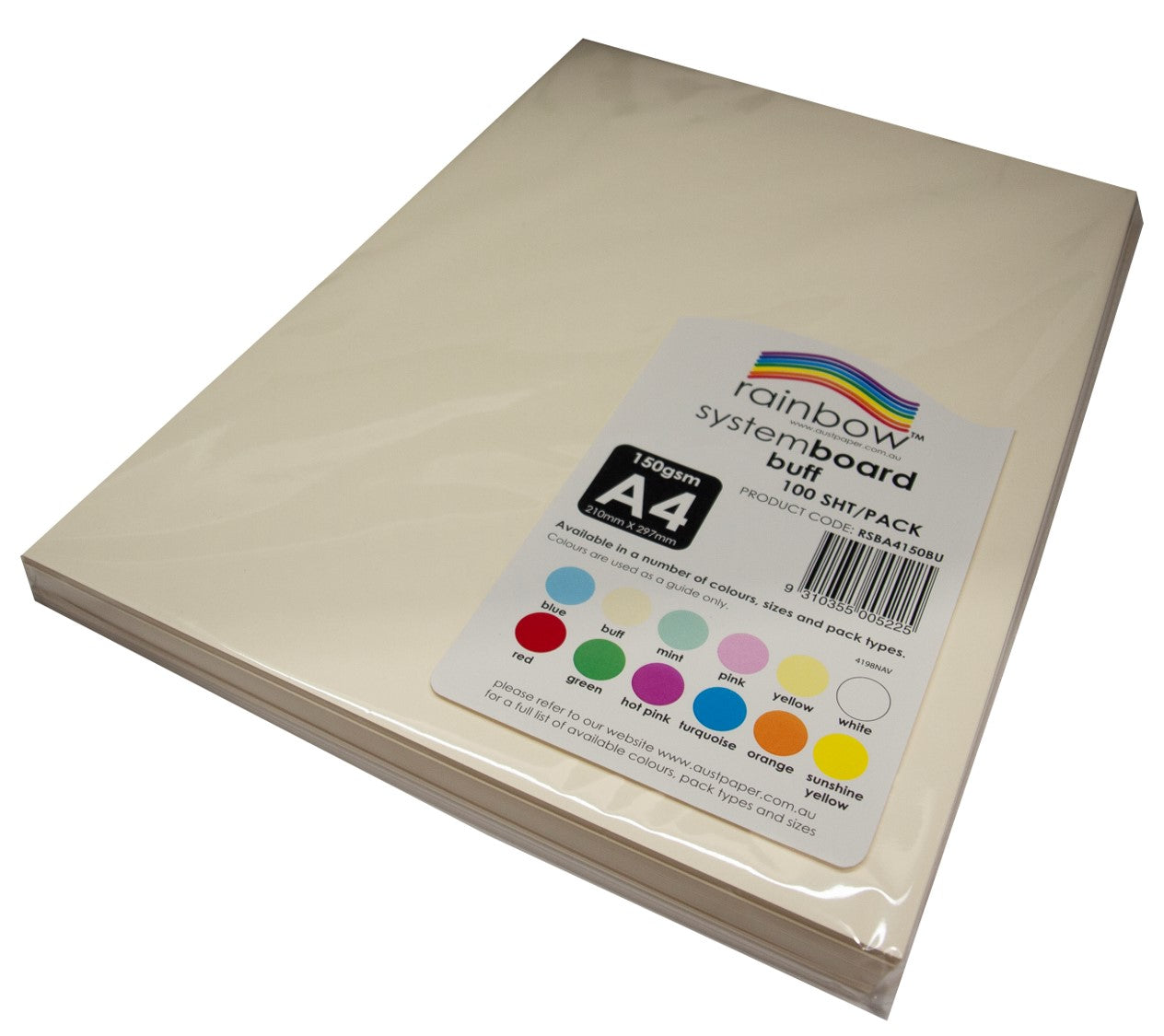System Board Rainbow A4 150GSM Buff PK100 (Each)