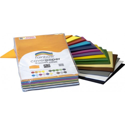 Cover Paper Rainbow A3 125GSM Assorted Colours Ream (Each)