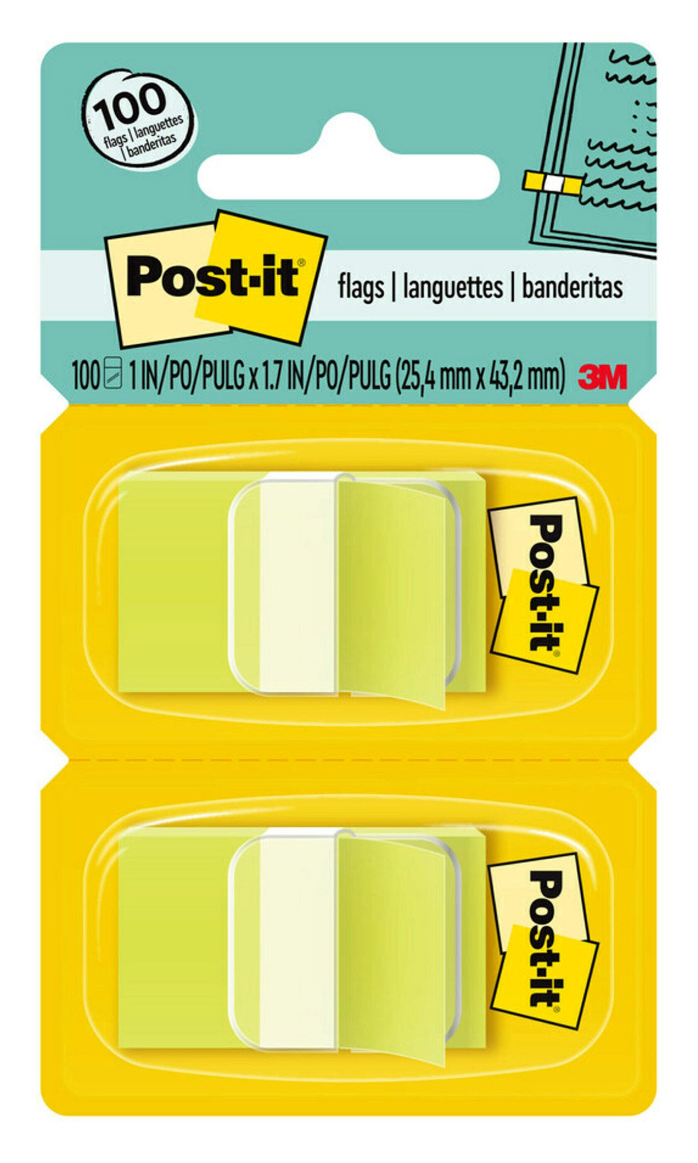 3M Flags 680-BG2 Twin Pack Bright Green 100 (Each)