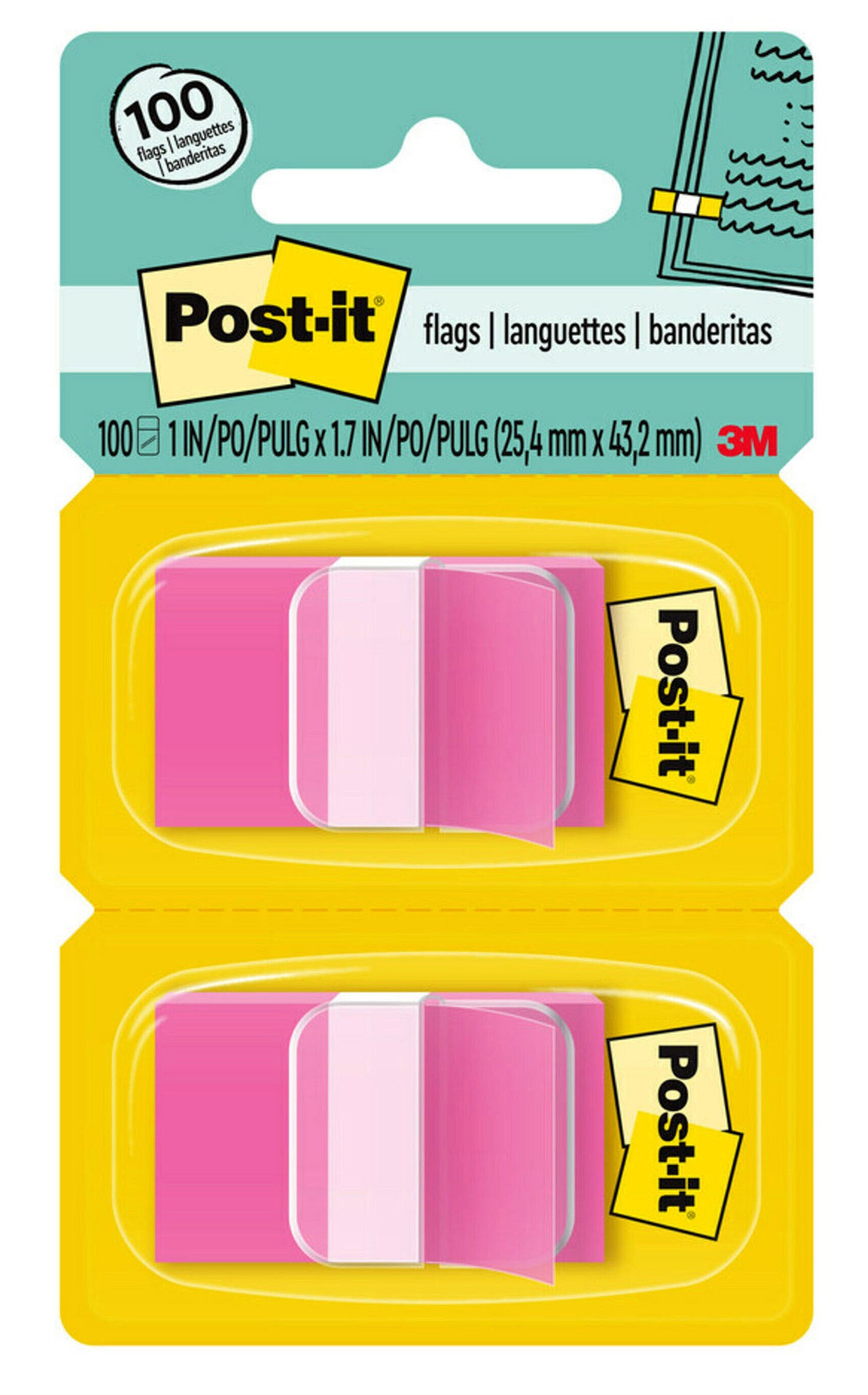 3M Flags 680-BP2 Twin Pack Bright Pink 100 (Each)