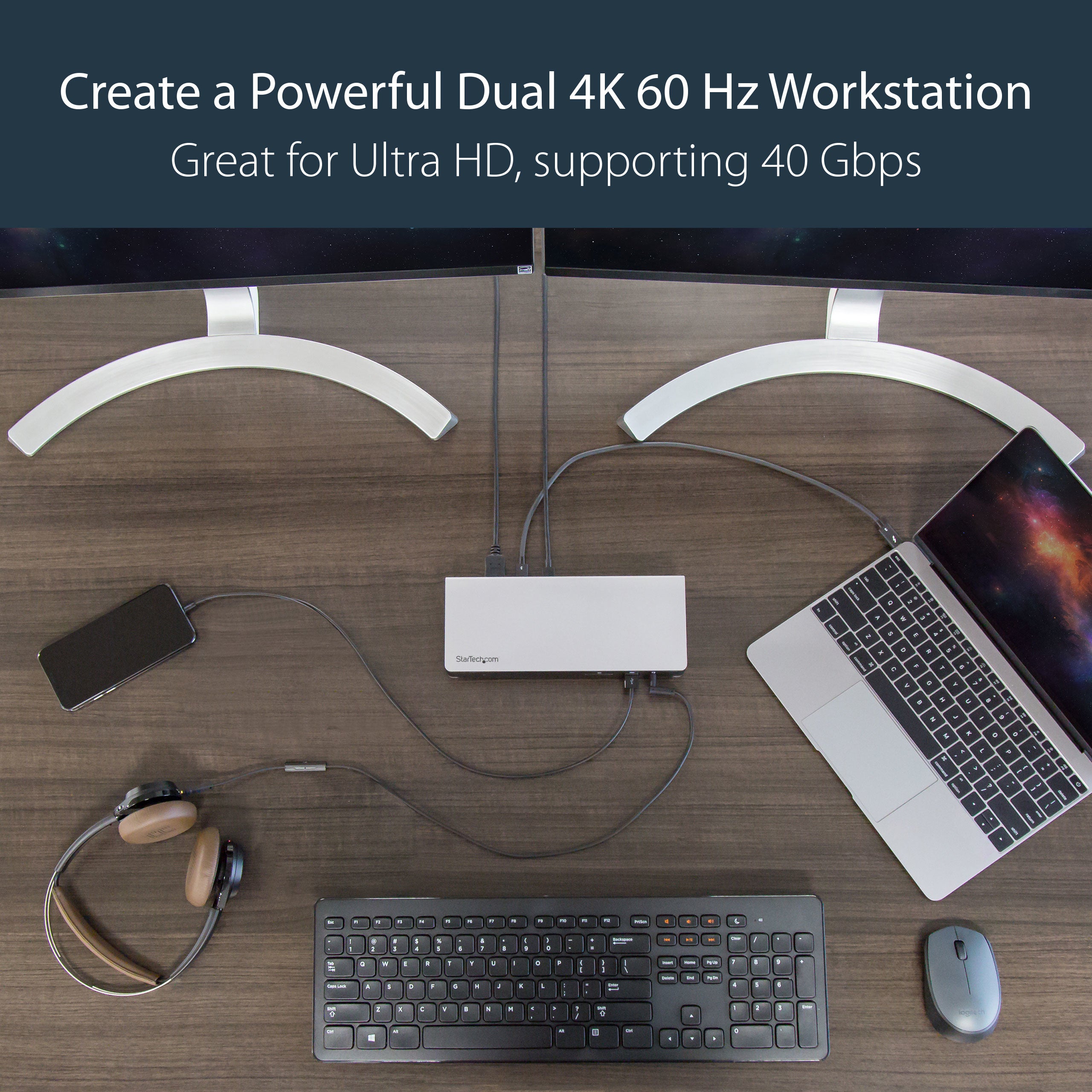 StarTech.com Thunderbolt 3 Dock - Dual Monitor 4K 60Hz TB3 Laptop Docking Station with DisplayPort - 85W Power Delivery Charging - 6-Port USB 3.0 Hub, SD 4.0, GbE, Audio - Windows & Mac