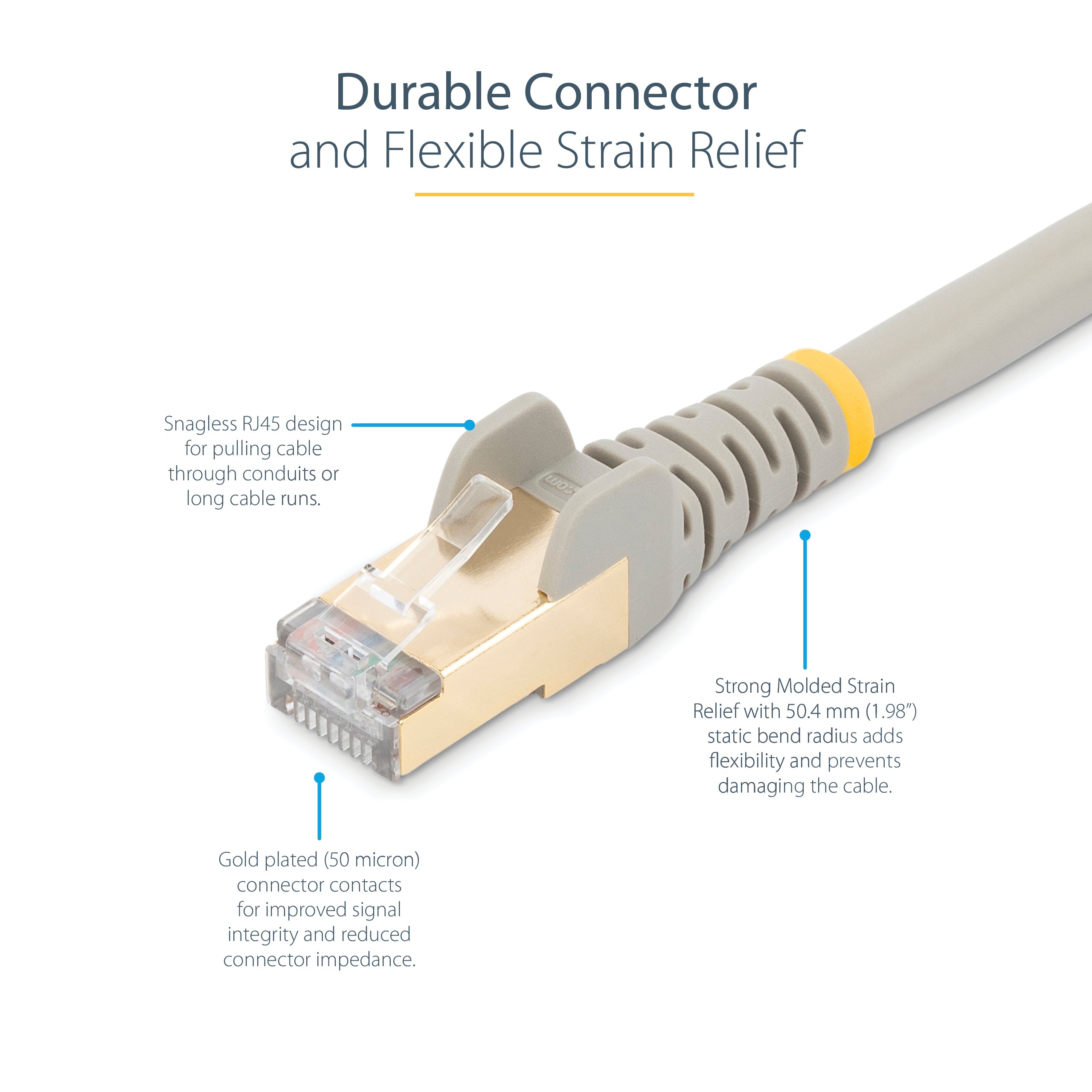 StarTech.com 1m CAT6a Ethernet Cable - 10 Gigabit Shielded Snagless RJ45 100W PoE Patch Cord - 10GbE STP Network Cable w/Strain Relief - Grey Fluke Tested/Wiring is UL Certified/TIA