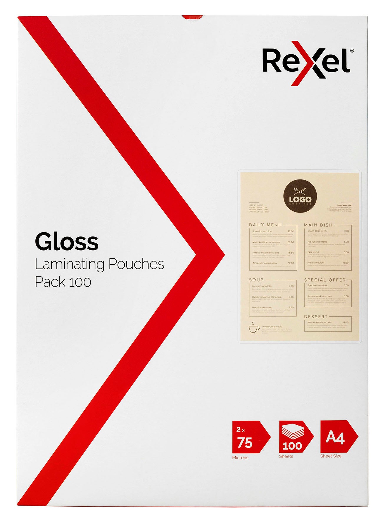 Rexel Laminating Pouches A4 75 Micron Clear Bx100 (Each)