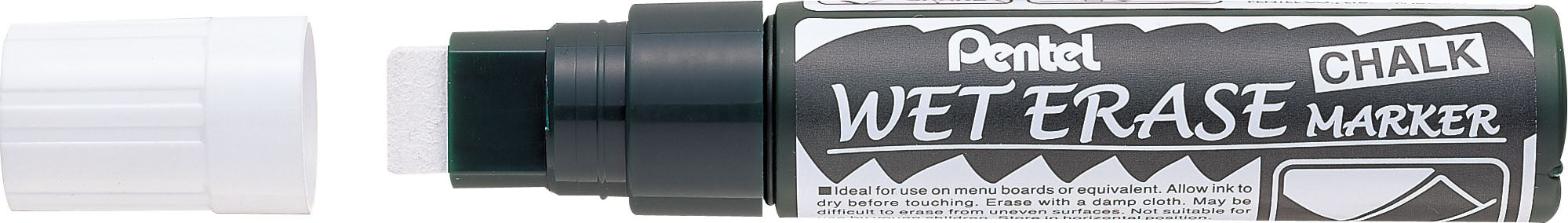 Pentel Marker 10.0-15.0mm Liquid Chalk Wet Erase Broad Chisel Tip White (Box 12)