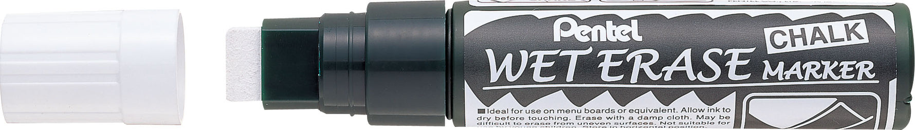 Pentel Marker 10.0-15.0mm Liquid Chalk Wet Erase Broad Chisel Tip White (Box 12)
