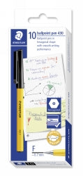 Staedtler Pen Ballpoint Stick 430 Fine Black (Box 10)