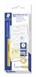 Staedtler Pen Ballpoint Stick 430 Fine Blue (Box 10)