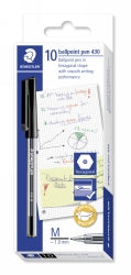 Staedtler Pen Ballpoint Stick 430 Med Black (Box 10)