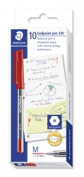 Staedtler Pen Ballpoint Stick 430 Med Red (Box 10)