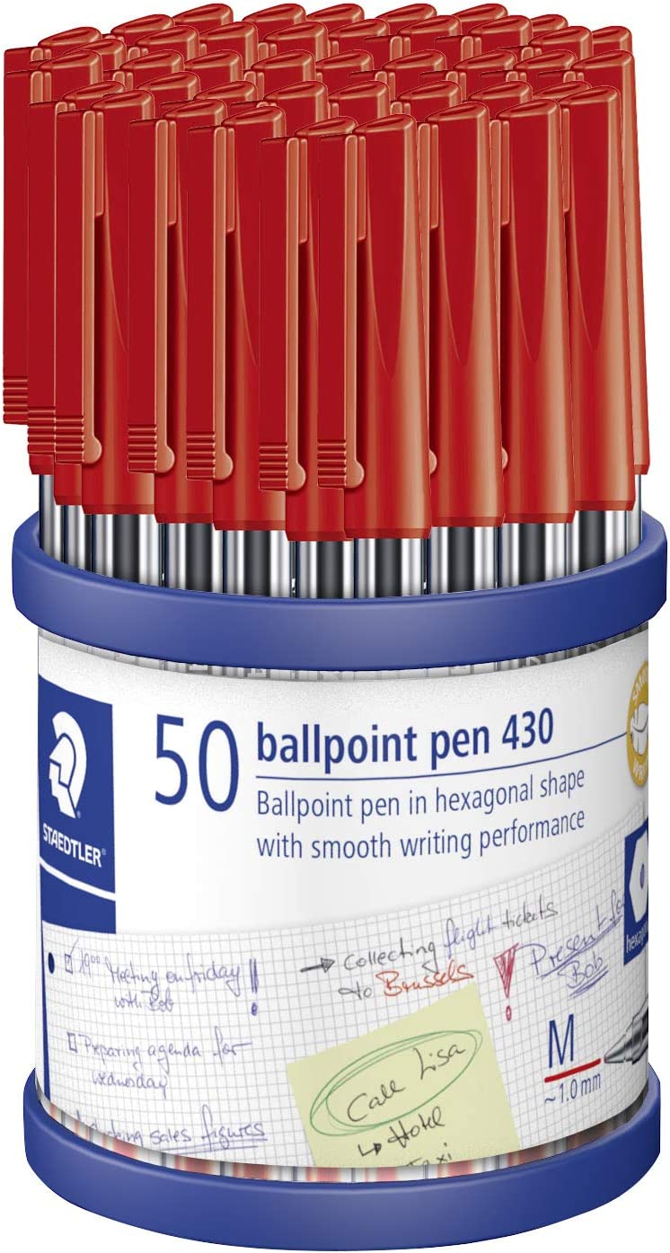 Staedtler Pen Ballpoint Stick 430 Med Red CUP50 (Each)