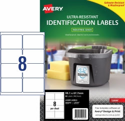 Avery Label Laser L7914 Ultra Resistant 99.1x67.7mm 8UP PK10 (Each)